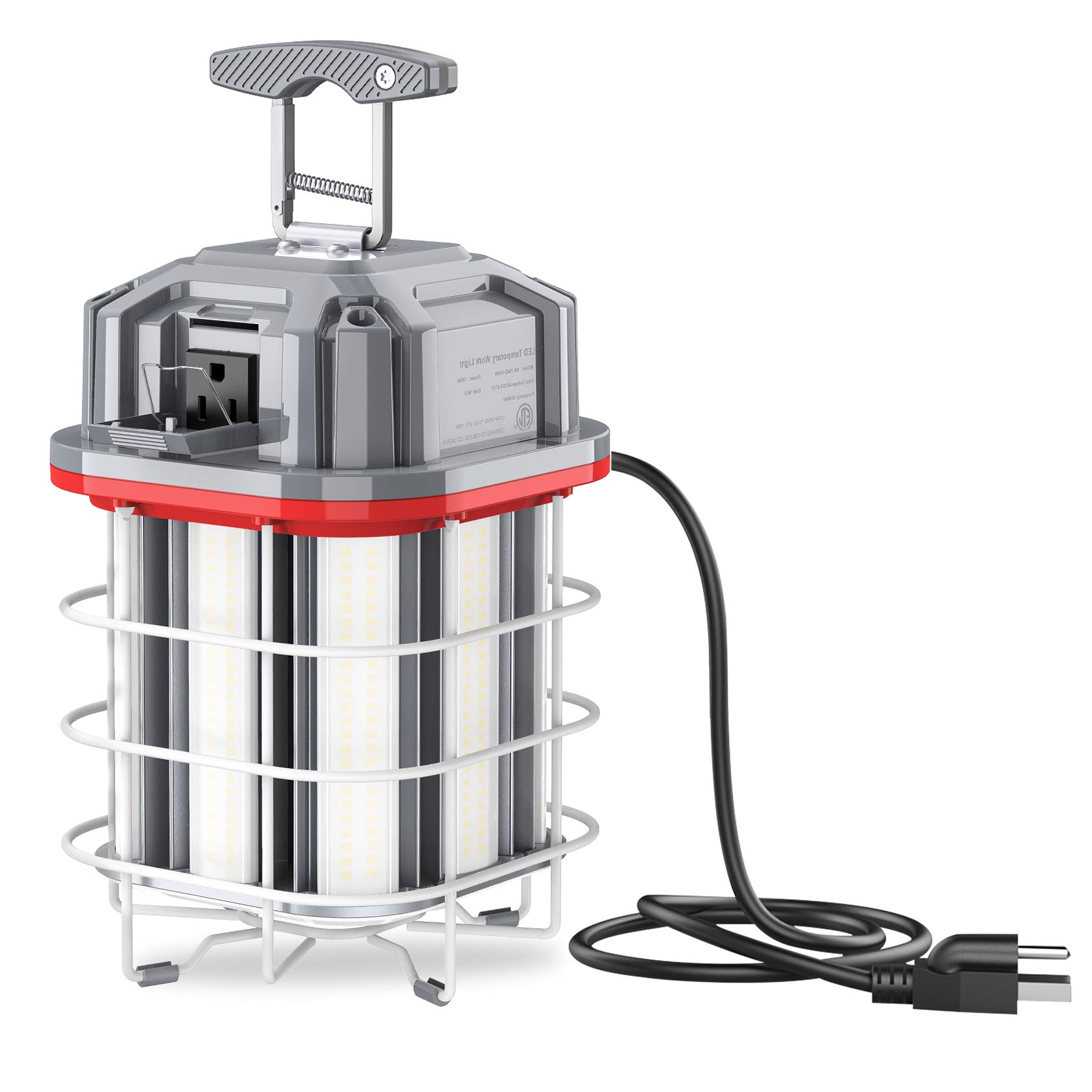 KUKUPPO 80W LED Temporary Work Light - 11600 Lumen 5000K Bright Construction Lighting with Hook, 10ft Cord & ON/Off Switch - Portable Job Site Light for Workshops, Garages, Construction Sites (ETL Listed, AC100-277V)