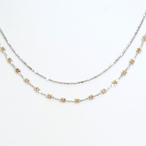 18K Yellow Gold and White Gold Necklace for Women - Elegant Layering Jewelry for Everyday Wear, Gift Giving & Special Occasions