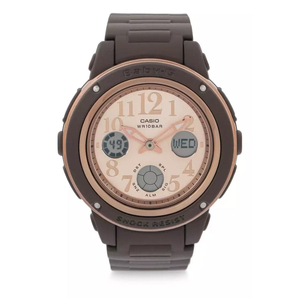 CASIO BABY-G BGA-150PG-5B1DR Digital Sports Watch for Women - Brown Resin Band, Shock Resistant, Water Resistant - Perfect for Running, Swimming & Outdoor Activities