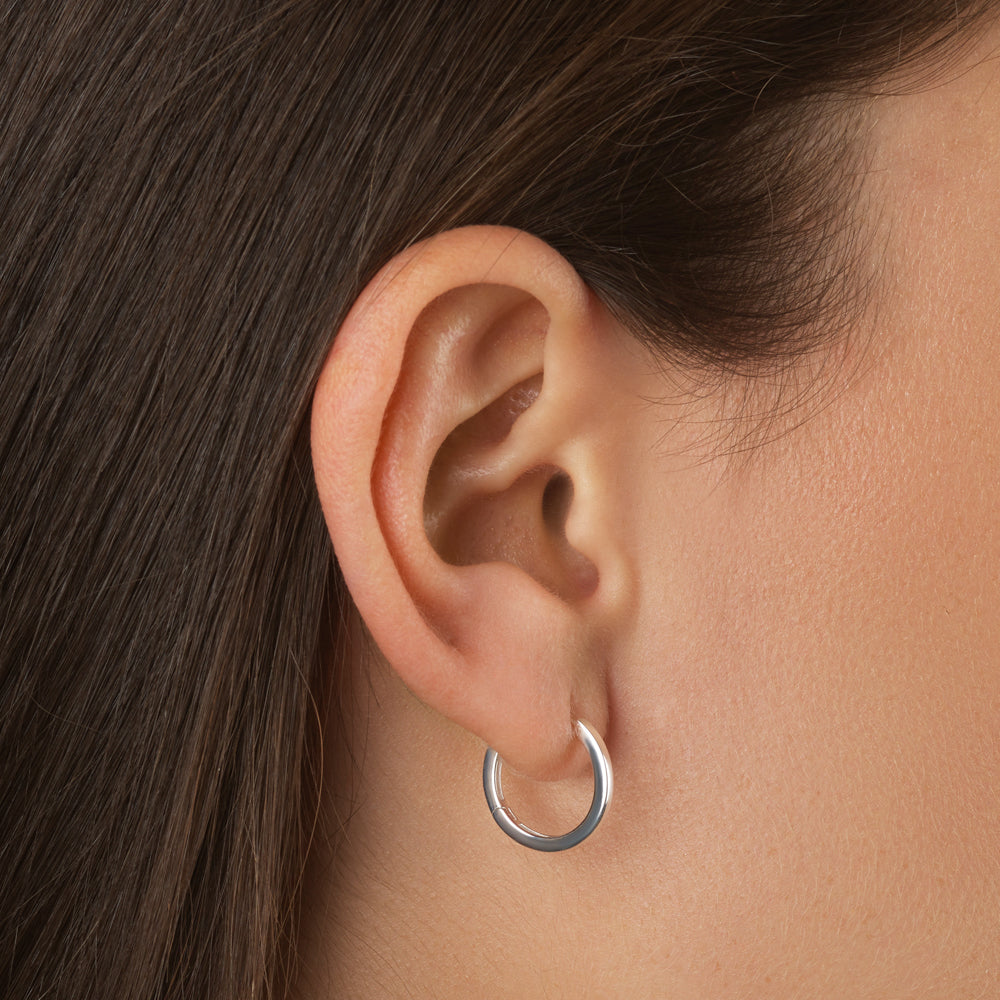 Silver Midi Charm Huggie Earrings for Women - Trendy & Hypoallergenic Hoop Earrings for Everyday Wear, Date Night & Gifts