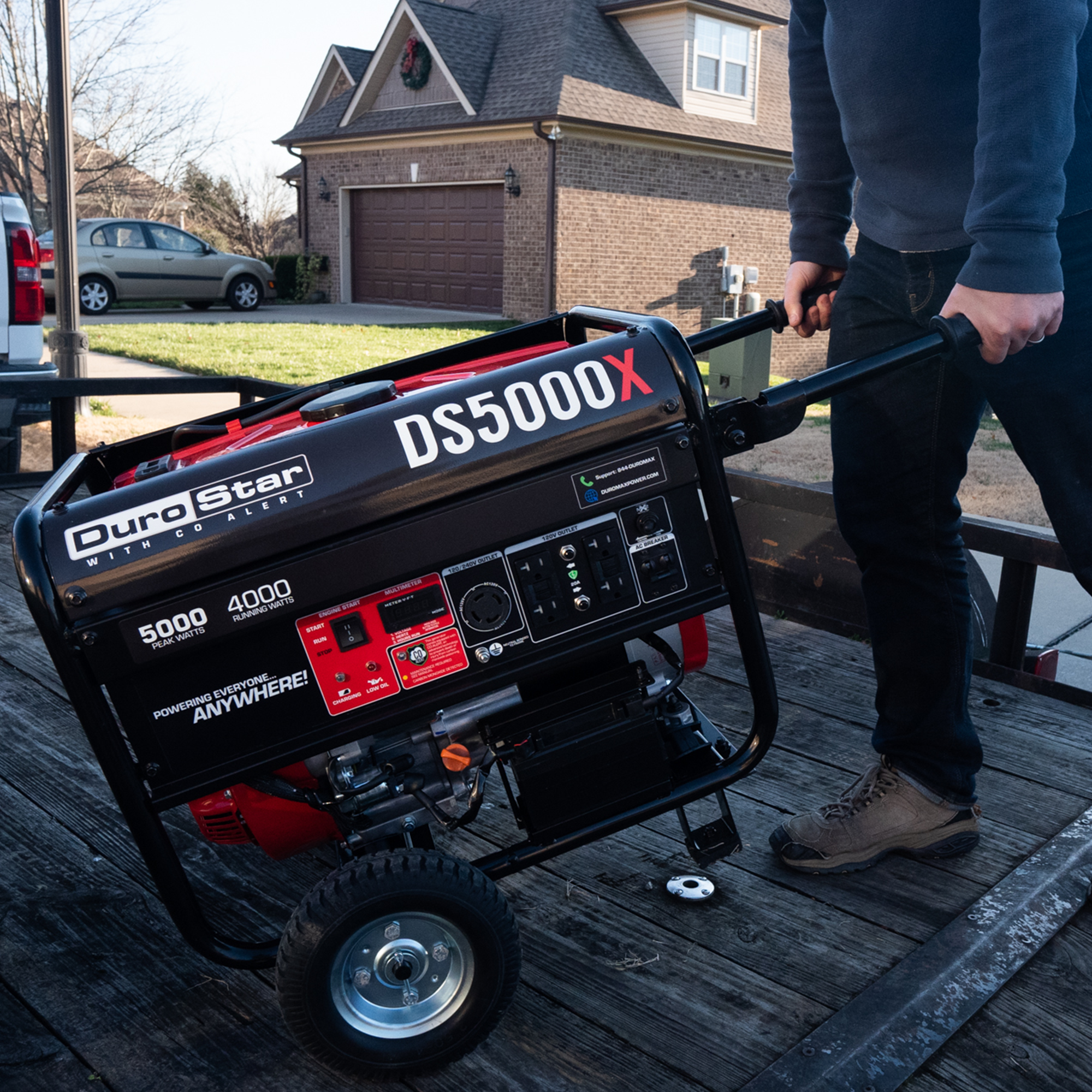 5,000 Watt Portable Gasoline Generator with CO Alert - Reliable Backup Power for Home, Camping & Emergency Use