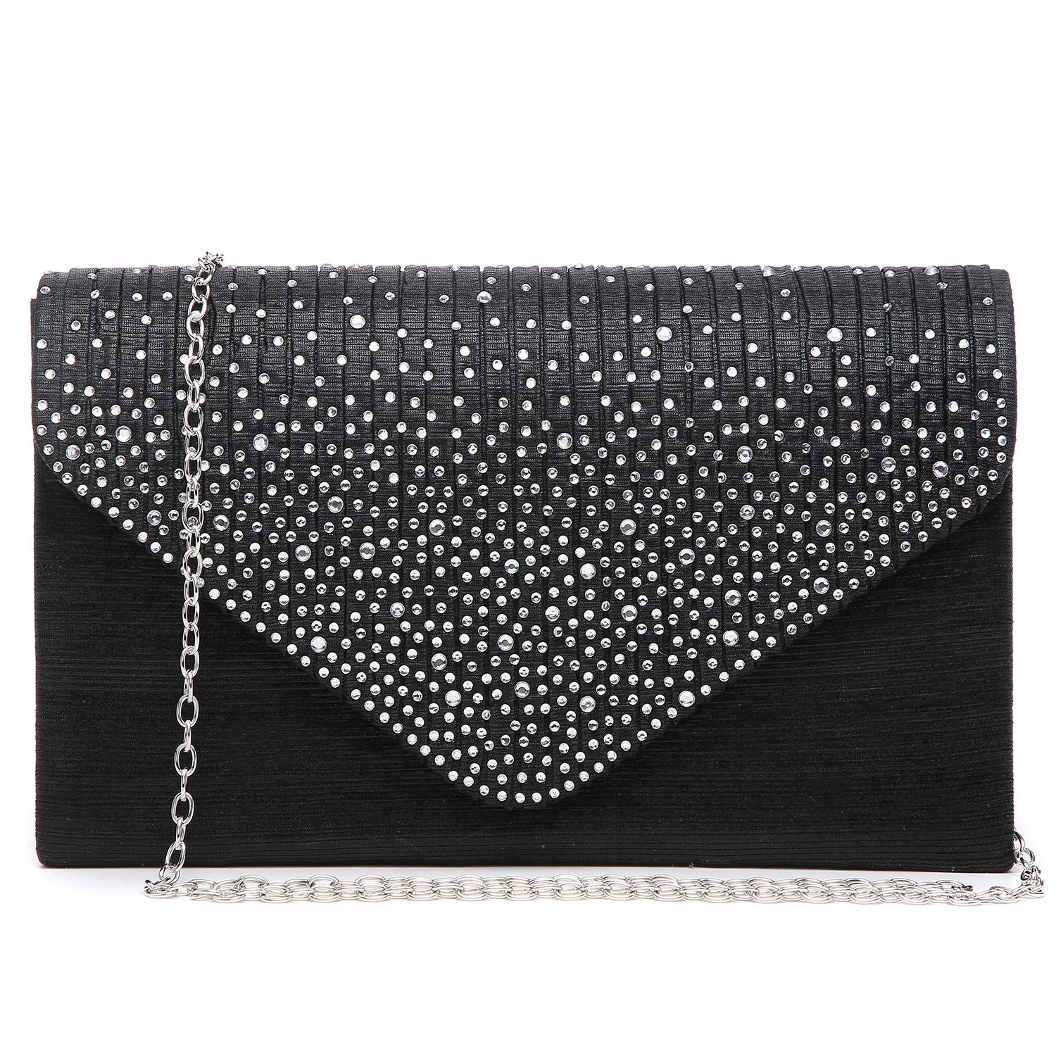 Dasein Women's Elegant Satin Evening Bag with Rhinestones - Sparkly Clutch Purse for Wedding, Prom, Formal Events & Cocktail Parties | Perfect Bridal Accessory & Night Out Handbag