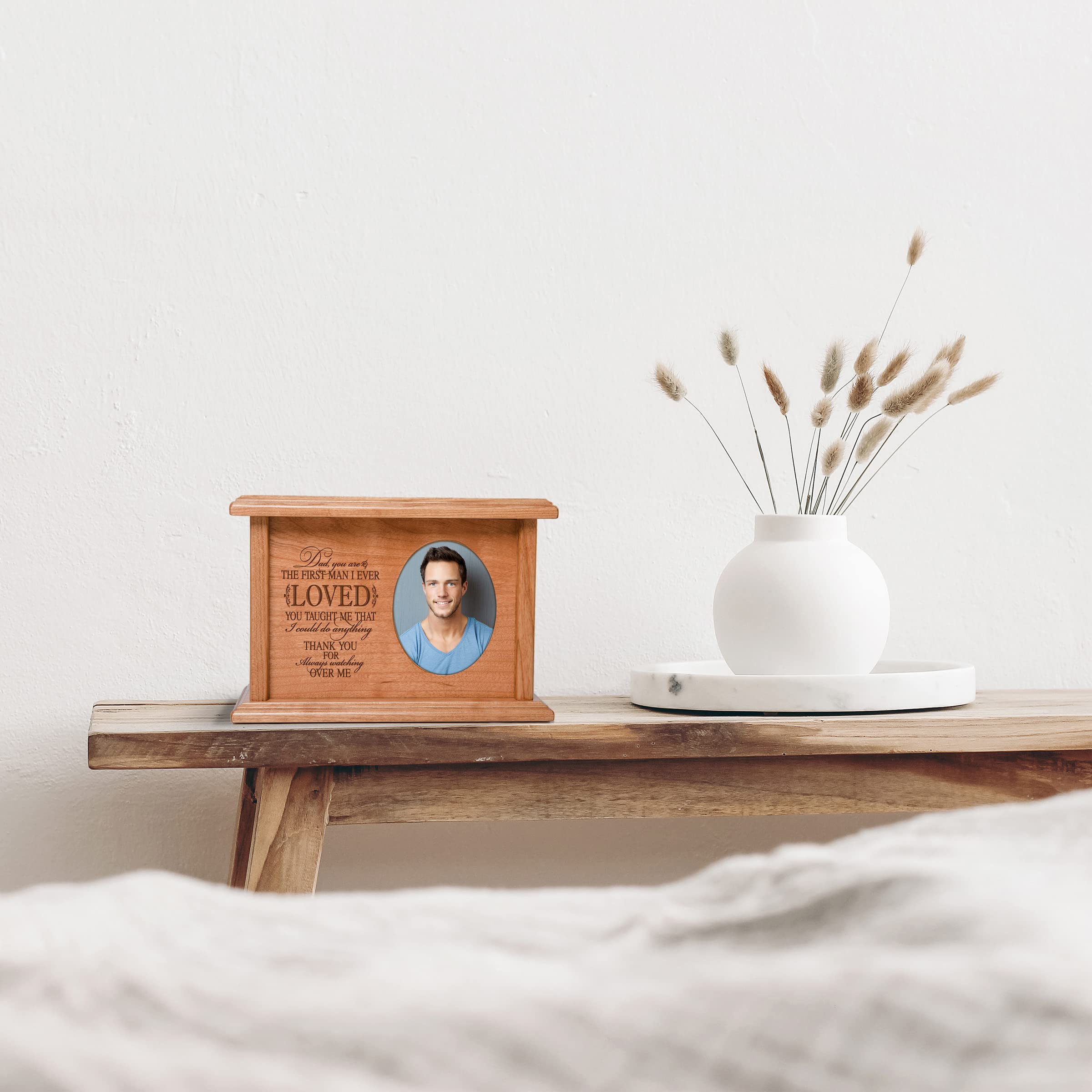 LifeSong Milestones Personalized Wooden Cremation Urn for Men - Memorial Keepsake for Father or Husband - Perfect for Home Display, Funeral Services & Remembrance Ceremonies
