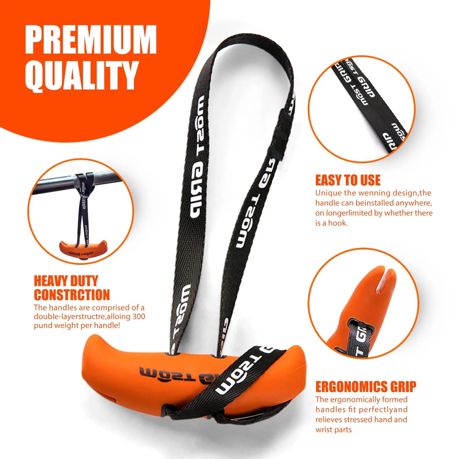 Premium Pull Up Handles & Gym Grips - Heavy Duty Resistance Bands for Strength Training, Home Workouts, and CrossFit (Pair) - Perfect for Pull-Ups, Chin-Ups, and Fitness Accessories