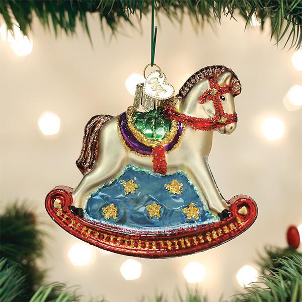 Vintage Wooden Rocking Horse Ornament - Handcrafted Nursery Decor for Baby Showers, Christmas Tree, and Home Décor | Perfect Gift for Kids & Collectors