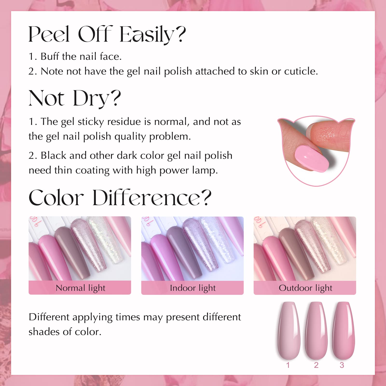 ROSALIND Pink Gel Nail Polish Set - 6 Glitter Gel Polish Colors, Soft Pink & Light Pink White Nail Polish for Women, Long Lasting UV LED Gel Nail Polish Kit - Perfect for Manicures, Pedicures, Nail Art & Salon Use