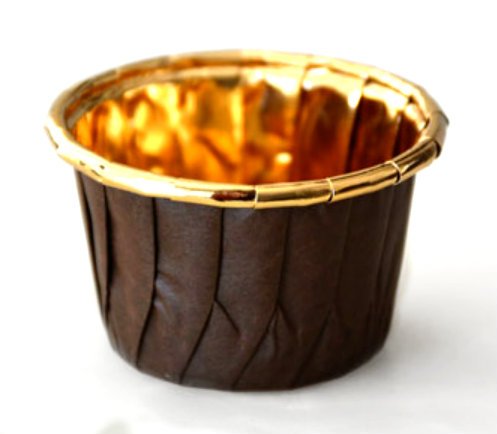 Freestanding Brown Paper Baking Cups with Gold Film - 2.7''x 1 7/16'' - 3600pcs - Perfect for Cupcakes, Muffins & Party Desserts