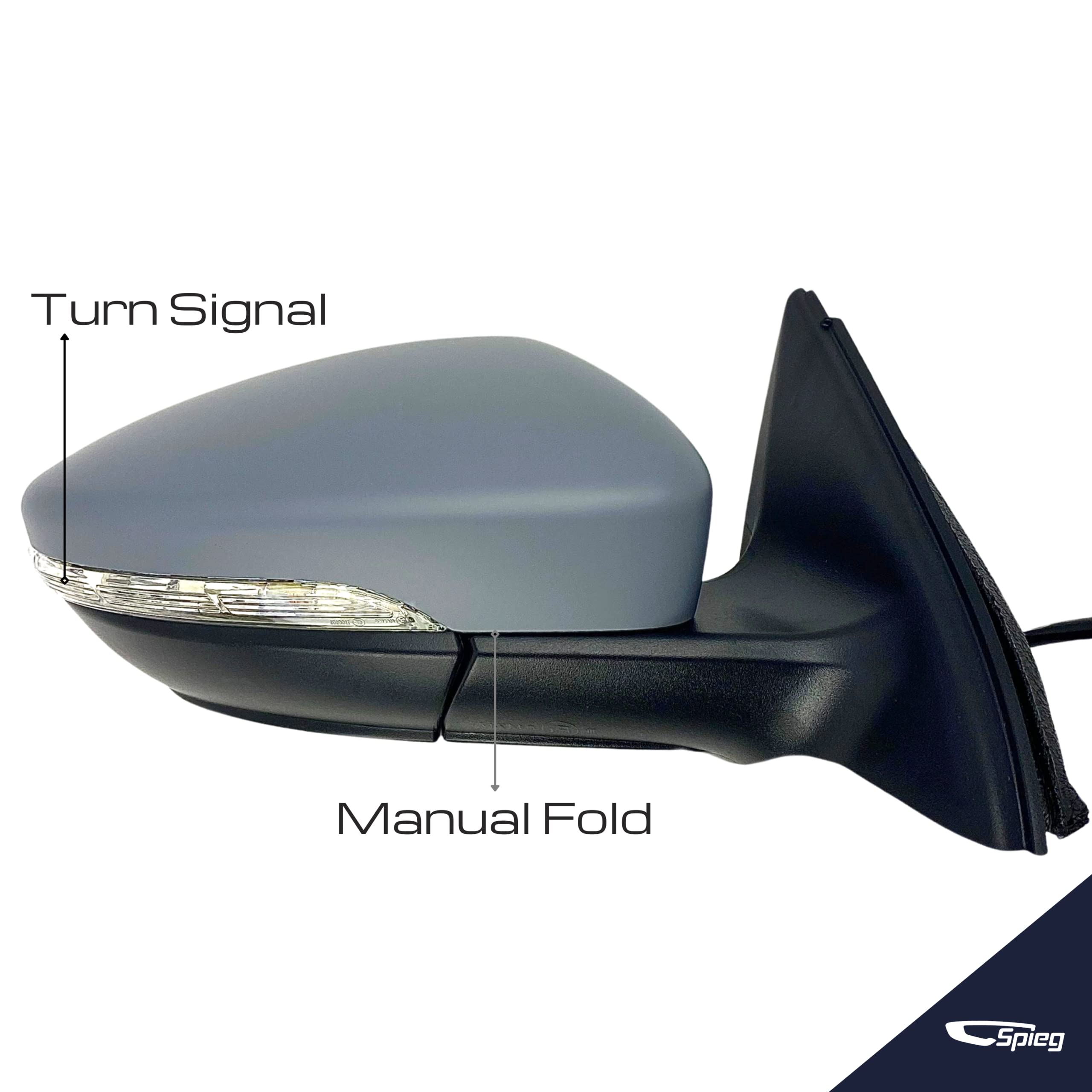 2012-2018 Volkswagen Jetta GLI Hybrid Right Passenger Side Mirror - Power Adjustable Heated Manual Folding with Turn Signal Light | 6-Pin Connector | Paint to Match OEM Replacement | Perfect for Daily Commuting and Safe Lane Changes