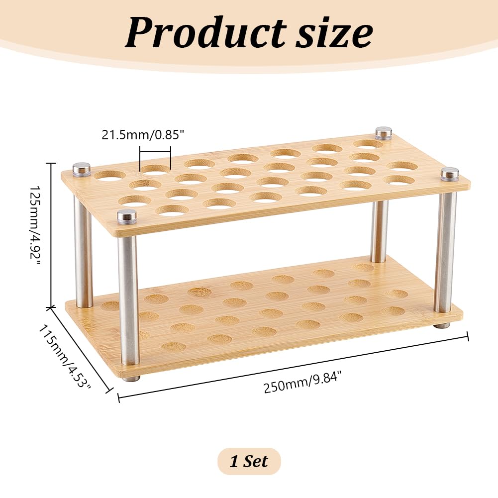 AHANDMAKER 26-Hole Wooden Test Tube Rack - Holds 21.5mm Diameter Tubes for Science Labs, Kitchen Spice Organization & DIY Projects - Perfect for Chemistry Experiments, Essential Oil Storage & Craft Room Organization