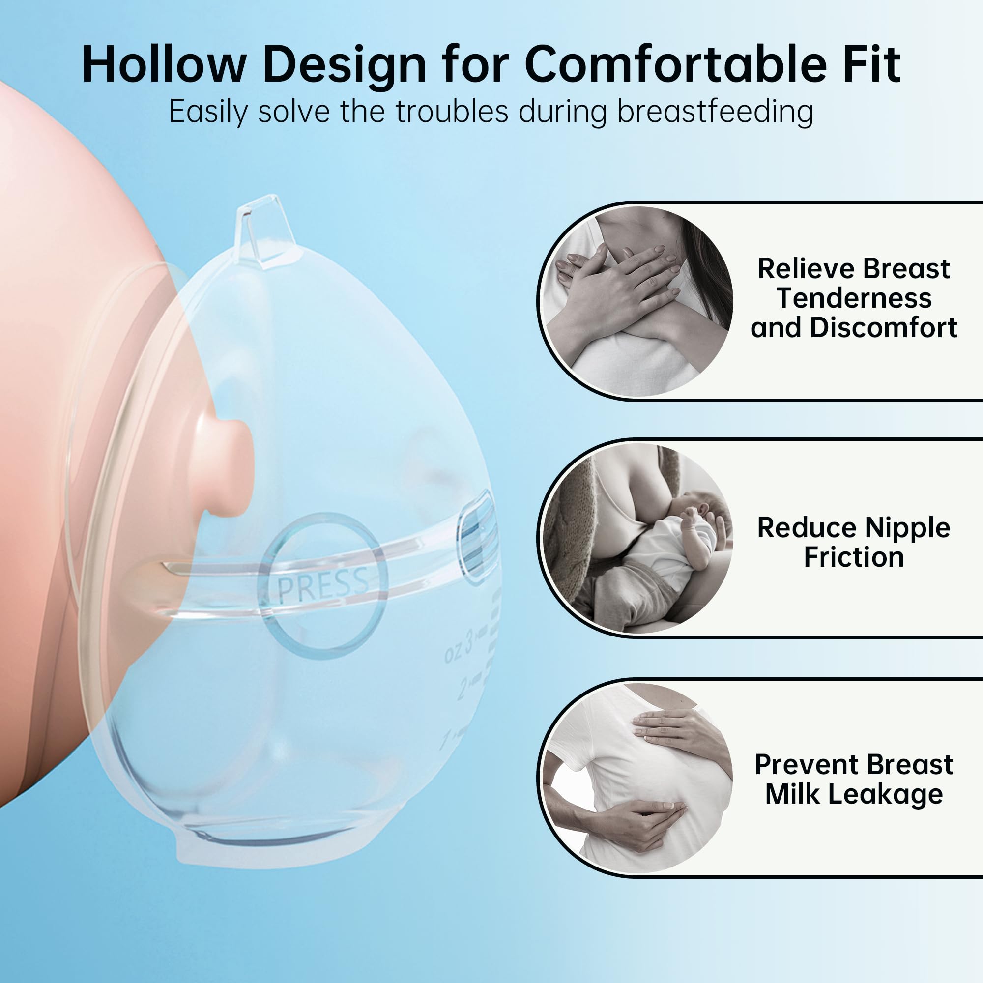 Wearable Hands-Free Breast Pump | Manual Silicone Milk Collector Shell for Nursing Moms | 3.4oz/100ml Breastfeeding Essentials (2-Pack) – Perfect for Discreet Pumping at Work, Travel & On-the-Go