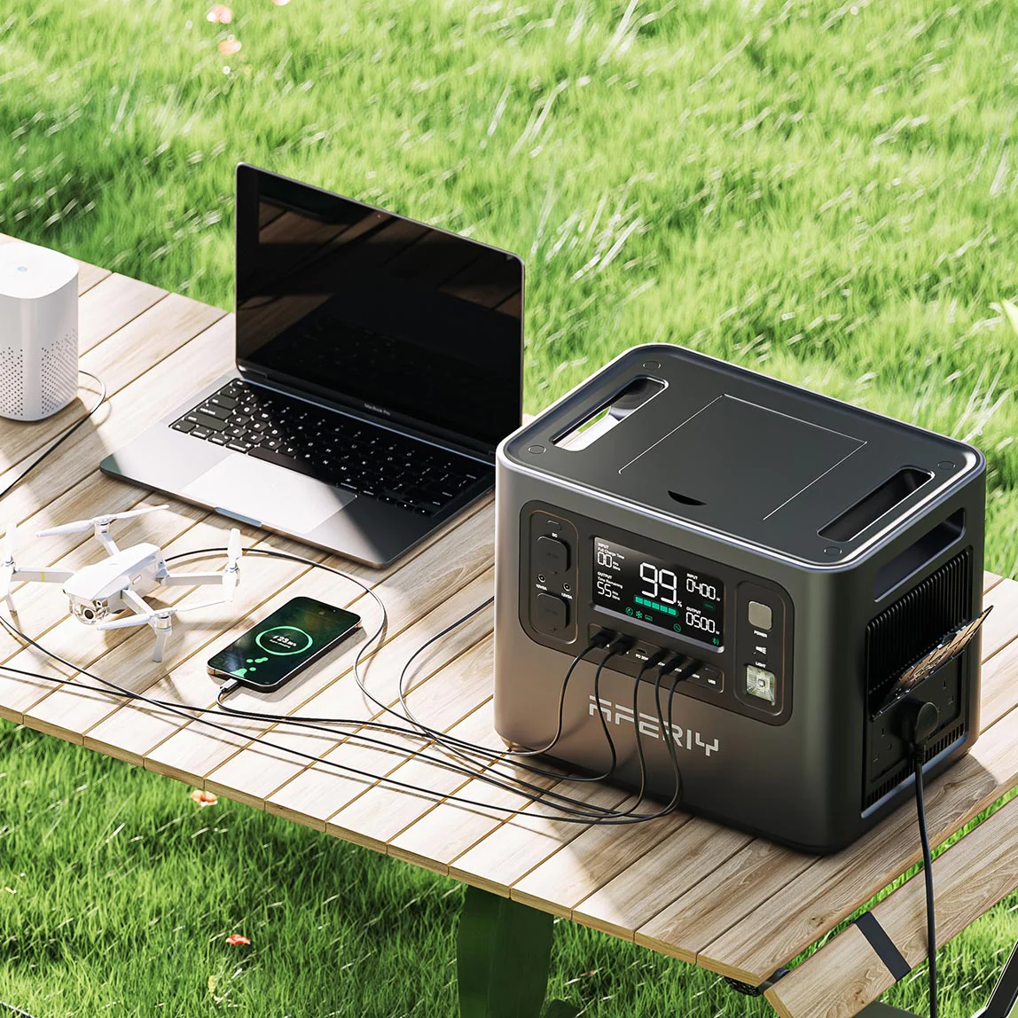 Aferiy AF P110 Portable Power Station 1200W/2400W with LiFePO4 Battery (1248Wh) - Perfect for Camping, RV Trips, Home Backup & Outdoor Adventures