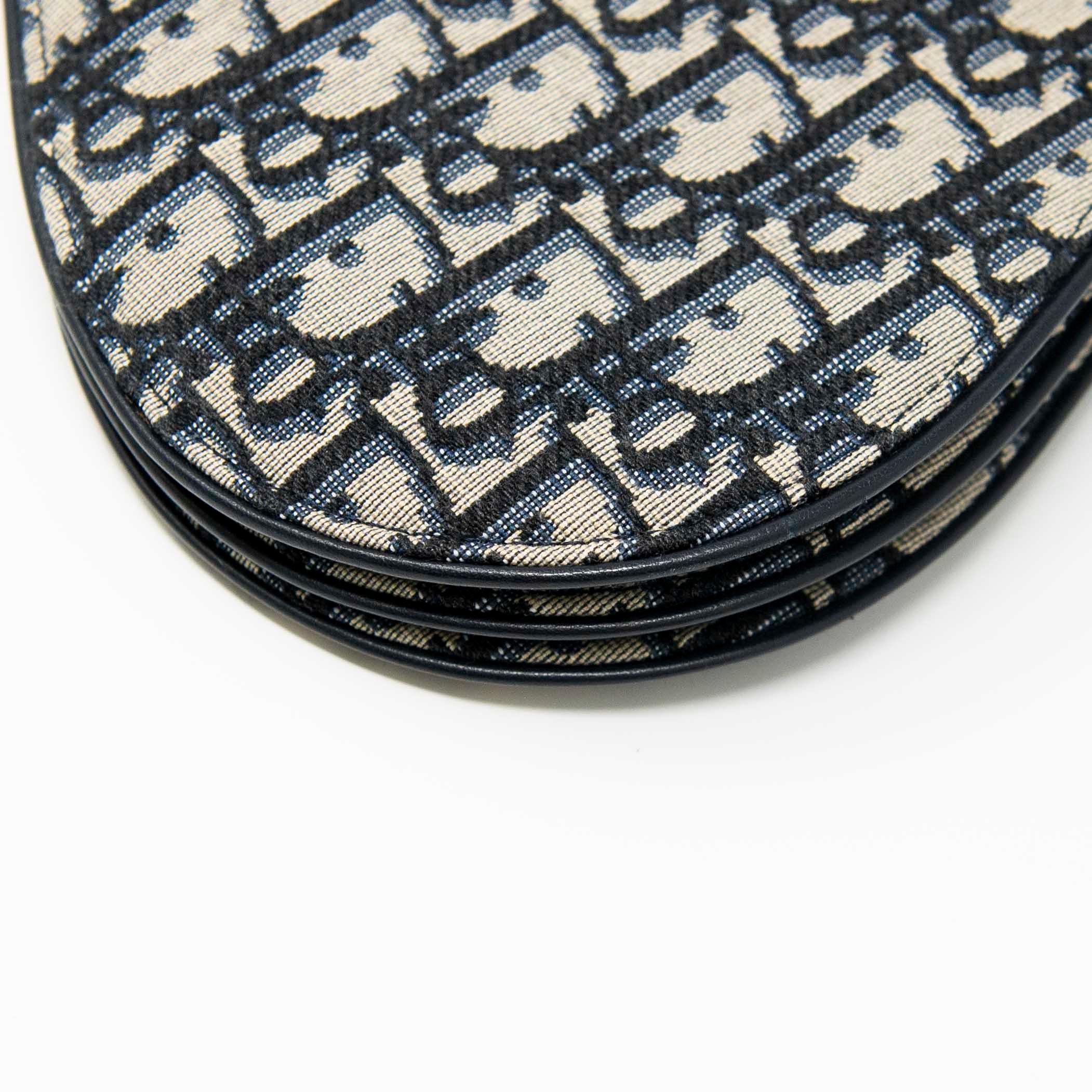 Dior Blue Oblique Triple Saddle Pouch - Luxury Crossbody Bag for Women | Perfect for Parties, Travel & Everyday Use