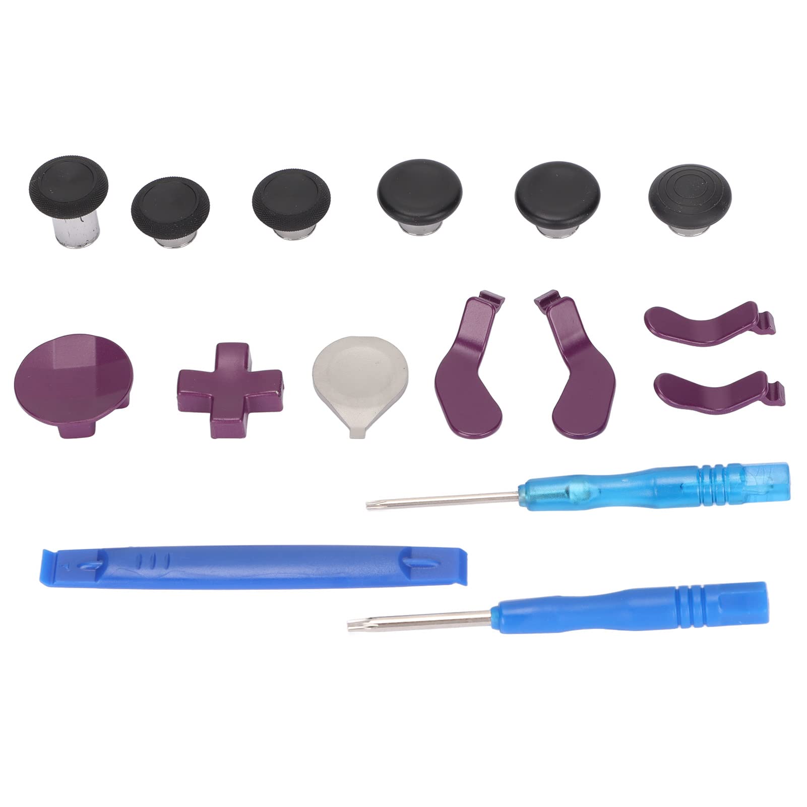 13-in-1 Removable Purple Game Controller Accessory Kit - Stainless Steel Thumb Grips & Button Caps for PS5/Xbox/Switch - Perfect for Gaming Enthusiasts & Long Play Sessions