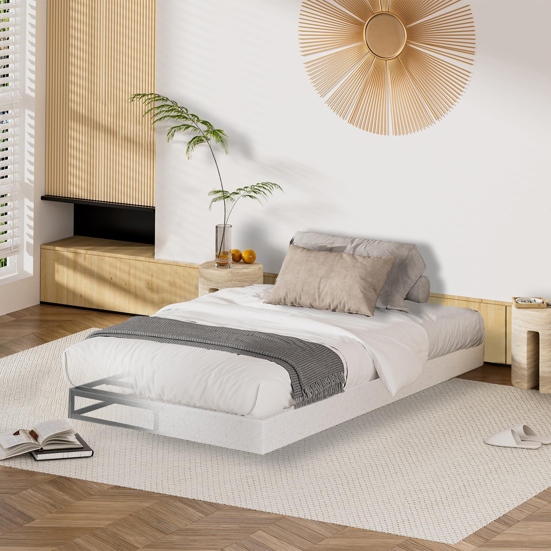 5 Inch Low Profile Twin Box Spring with Cover - Metal Bed Base for Twin Bed Frames | Extra Thick, Non-Slip & Easy Clean | Perfect for Small Spaces, Dorms & Guest Rooms