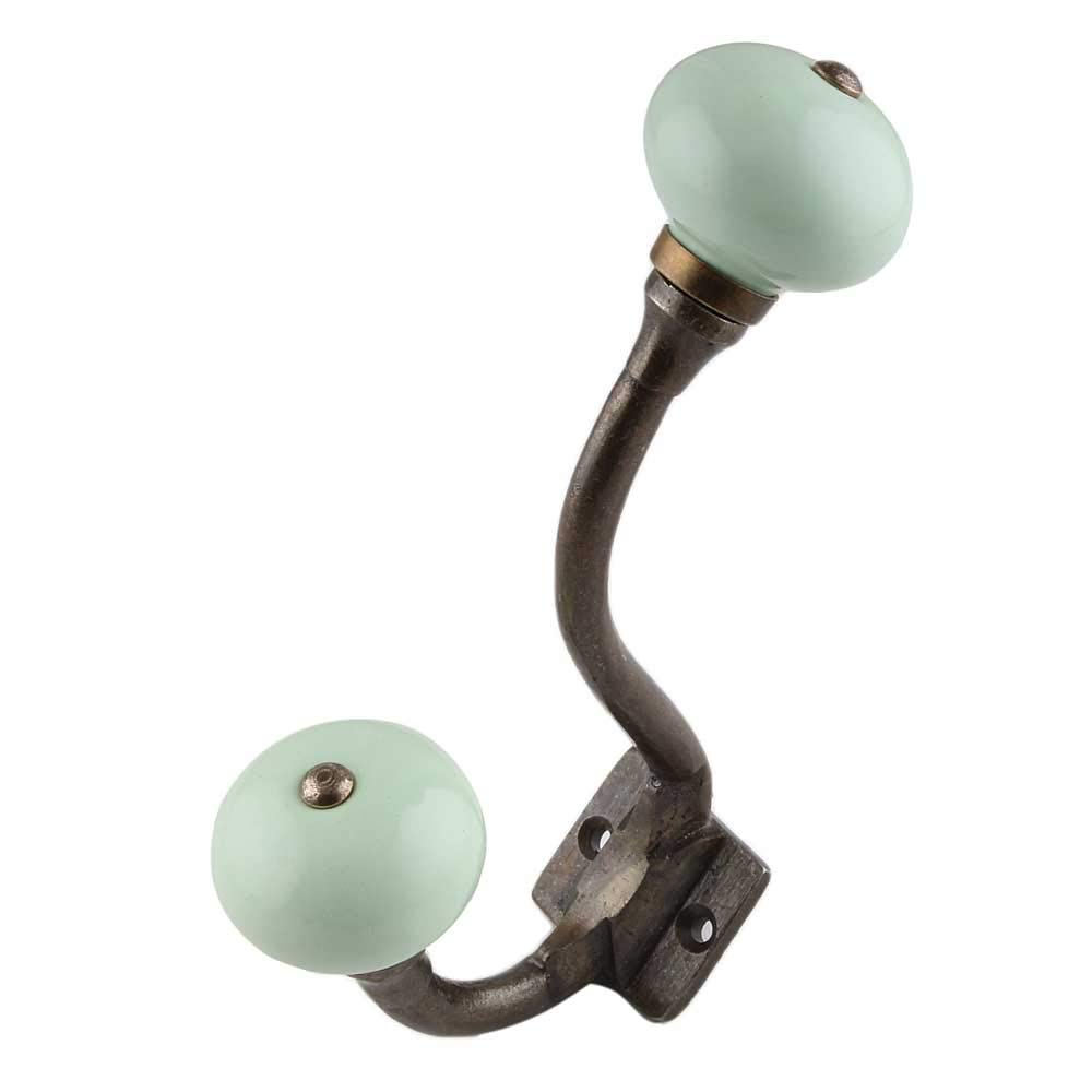 IndianShelf 3-Pack Decorative Wall Hooks - Handcrafted Ceramic Coat Rack for Kids Room, Sage Green Towel Holder & Unique Wall Mounted Hangers - Perfect for Bedroom, Bathroom & Entryway Organization