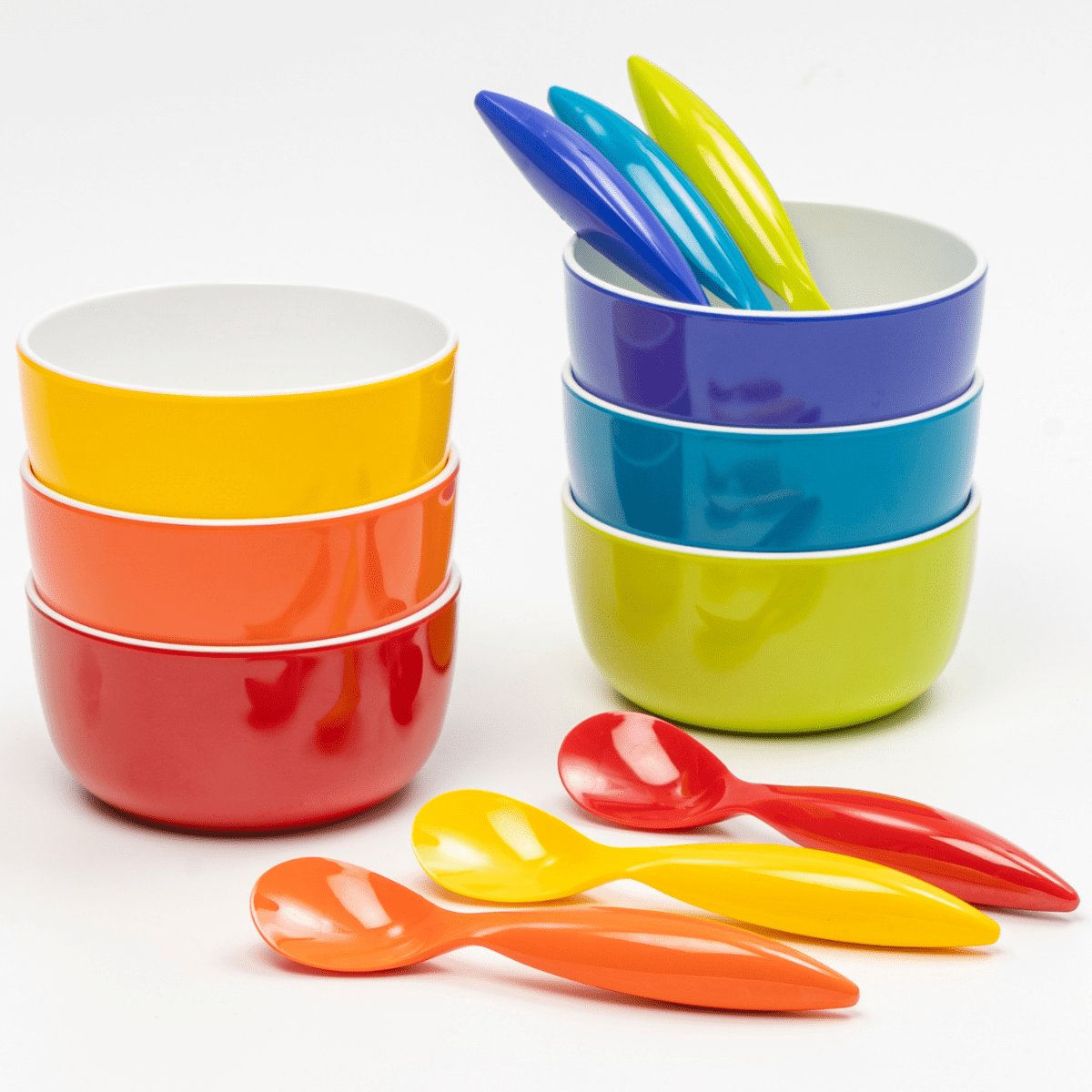 Bzyoo ColorPop Melamine Spoon Set – 6 Vibrant Colorful Plastic Spoons for Kitchen, Picnic, Camping & Outdoor Dining