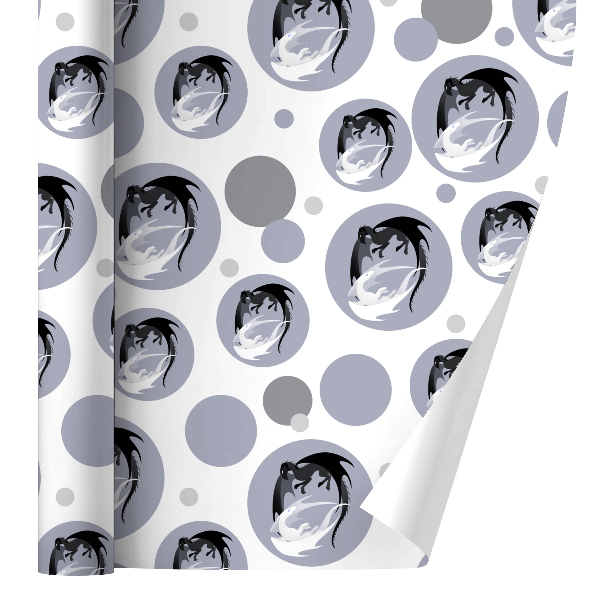 Dragons in Love Gift Wrap Wrapping Paper Roll - Premium Quality Dragon-Themed Wrapping Paper for Birthdays, Valentine's Day & Special Occasions - Perfect for Romantic Gifts, Anniversary Presents & Fantasy Lovers