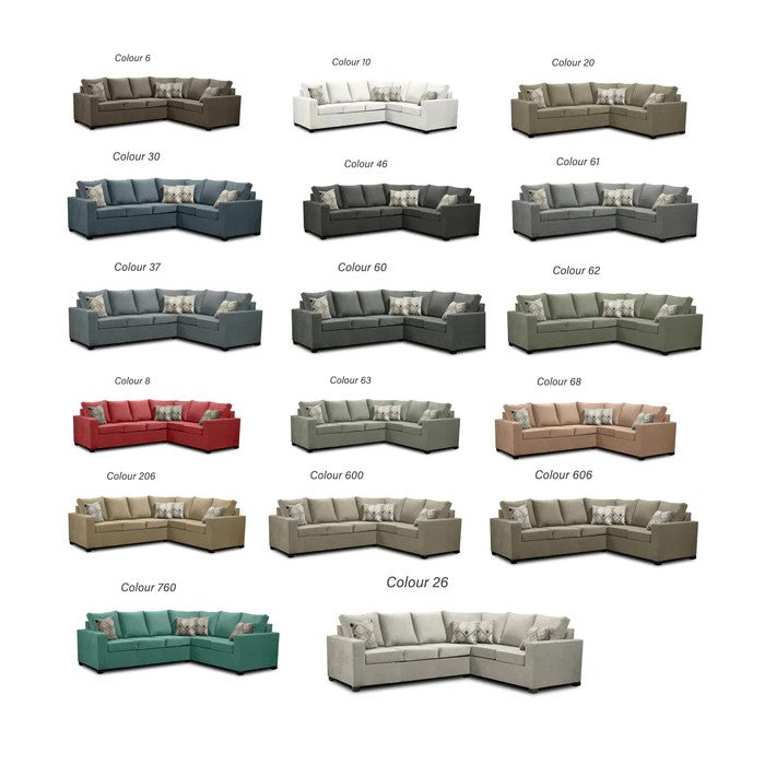 Canadian Made 3 x 2 Sectional Sofa with LHF/RHF Configuration - 17 Color Options for Living Room, Family Room & Home Theater Comfort