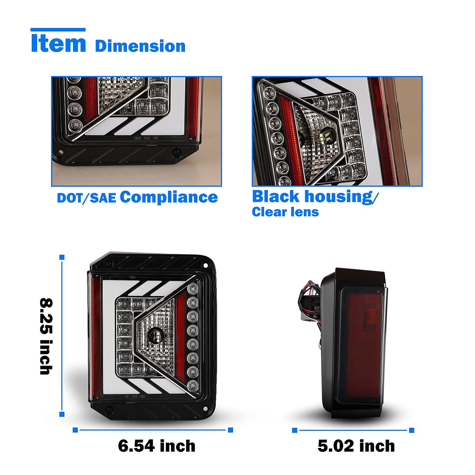 WOLFSTORM LED Tail Lights for 2007-2018 Jeep Wrangler JK/JKU - Clear Lens Replacement - Waterproof & Bright Brake Lights for Off-Road & Night Driving