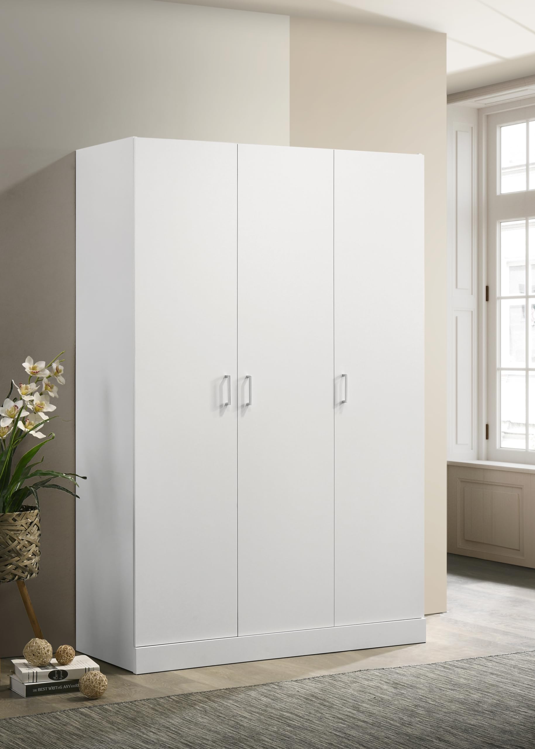 3-Door Freestanding Closet Wardrobe with Storage Shelves & Hanging Rod - 71.5