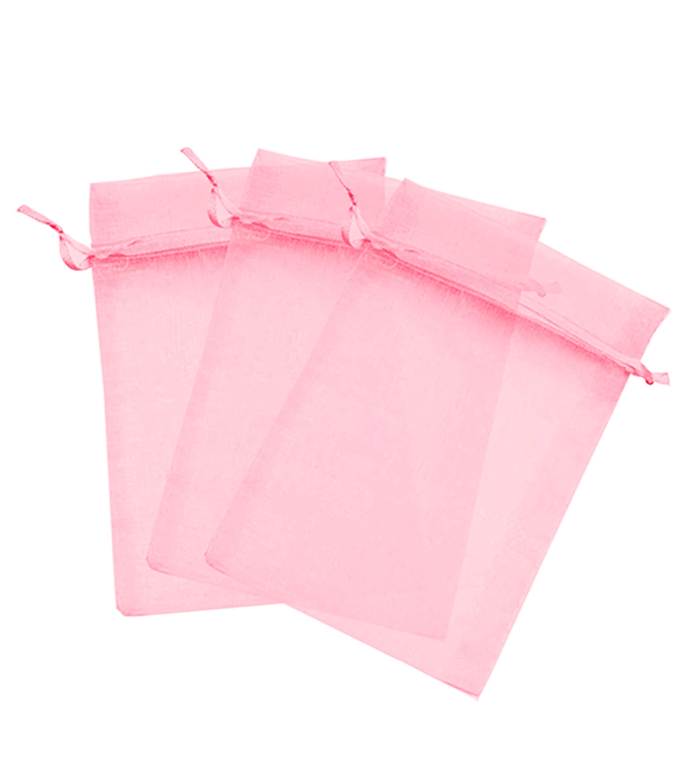 200 Pcs Pink 3x4 Inch Sheer Organza Drawstring Bags - Jewelry Pouches, Wedding Favors, Party Gift Bags for Candy, Confetti & Small Gifts - Elegant & Versatile Event Decorations [Kyezi Design and Craft]