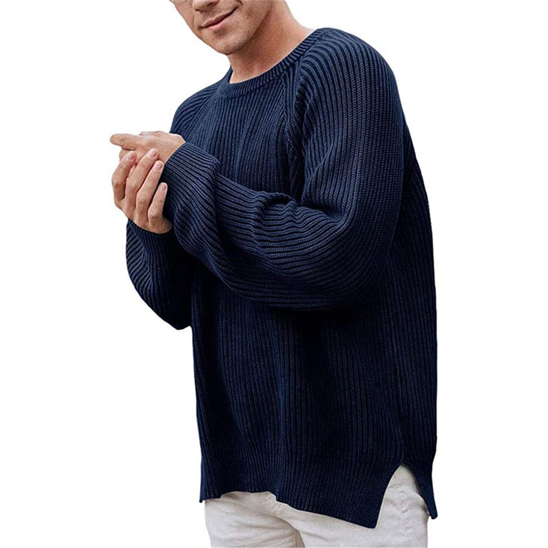 Men's Slim Knit Pullover Sweater - Winter Casual Wear for Outdoors