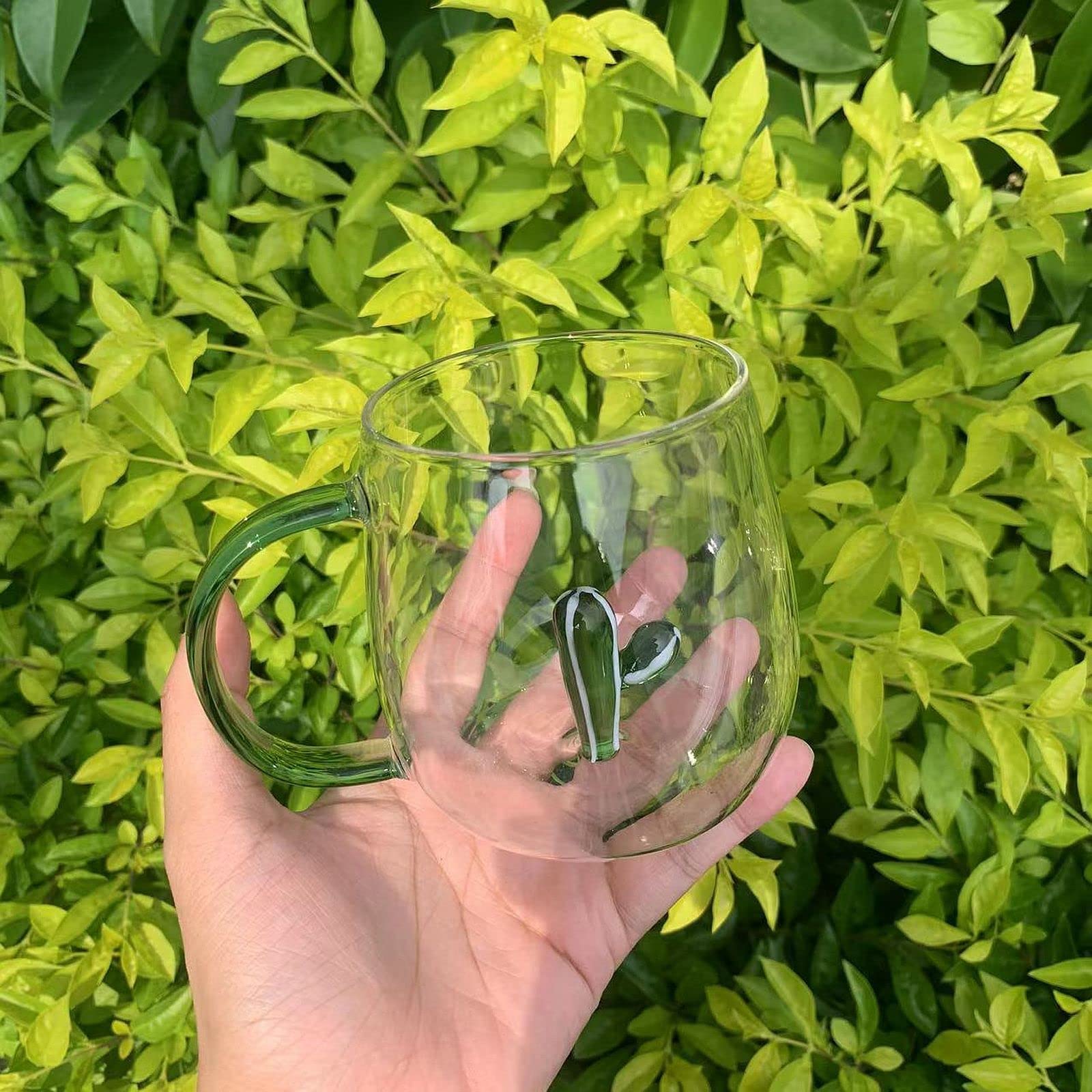 3D Crystal Glass Animal Plant Wishing Coffee Cup - Milk Chocolate Cappuccino Style, Unique Home & Office Decoration Gift (Cactus Design) | Perfect for Coffee Lovers, Housewarming Gifts & Desk Decor