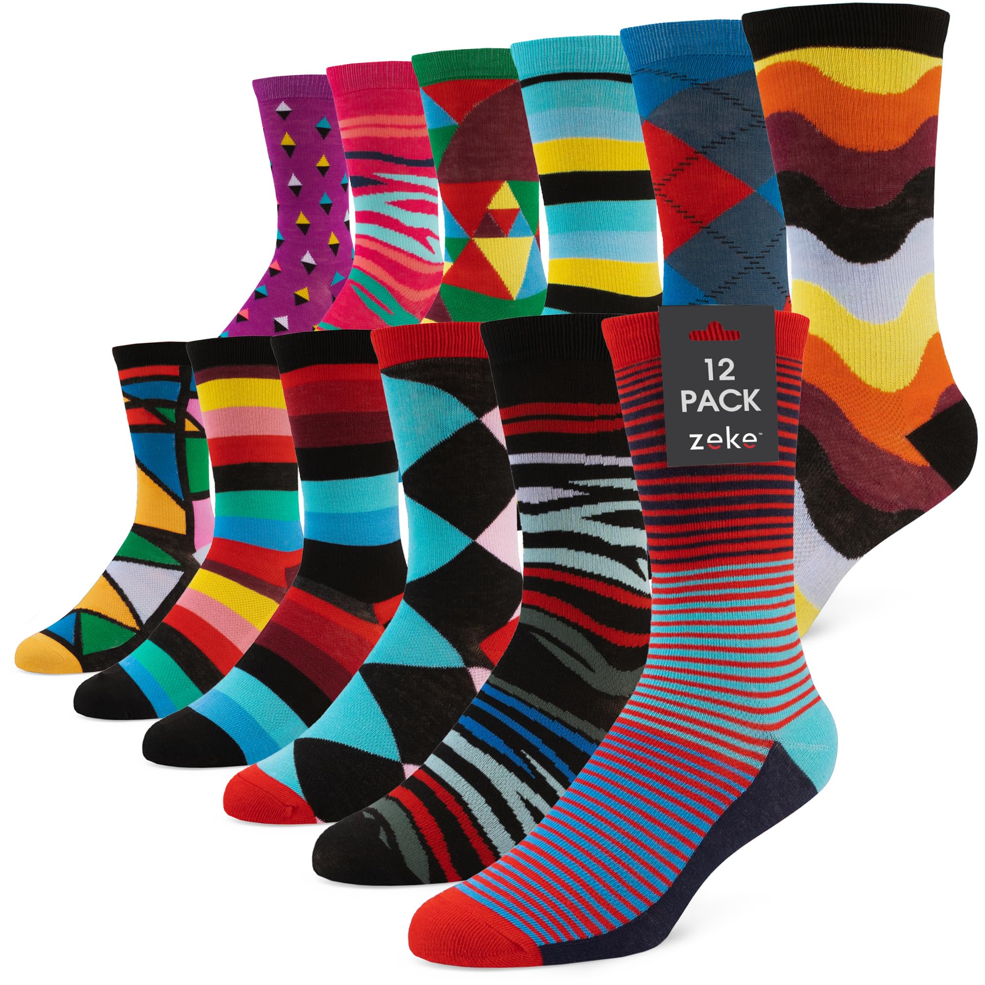 ZEKE Funny Dress Socks for Men - Colorful Crazy Patterned Socks - Cool Novelty Casual & Formal Socks - Perfect for Gifts, Office Wear, and Special Occasions