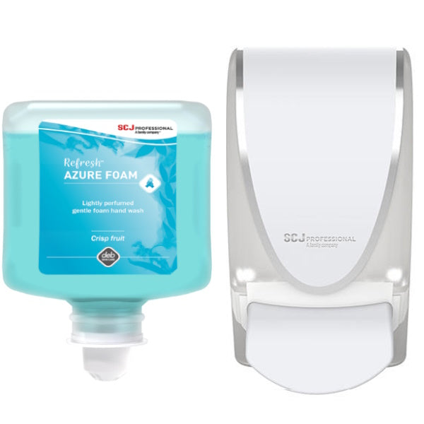 SC Johnson Deb Refresh Azure Silky Foaming Hand Soap - Moisturizing & Antibacterial, Refillable Pump Bottle (17.5 oz) for Kitchen, Bathroom & Office Use