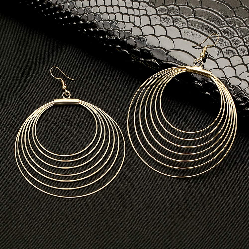 Stylish Multilayer Round Hoop Drop Earrings - Large Boho Dangle Earrings for Women | Perfect for Casual Wear, Parties & Boho Fashion Outfits