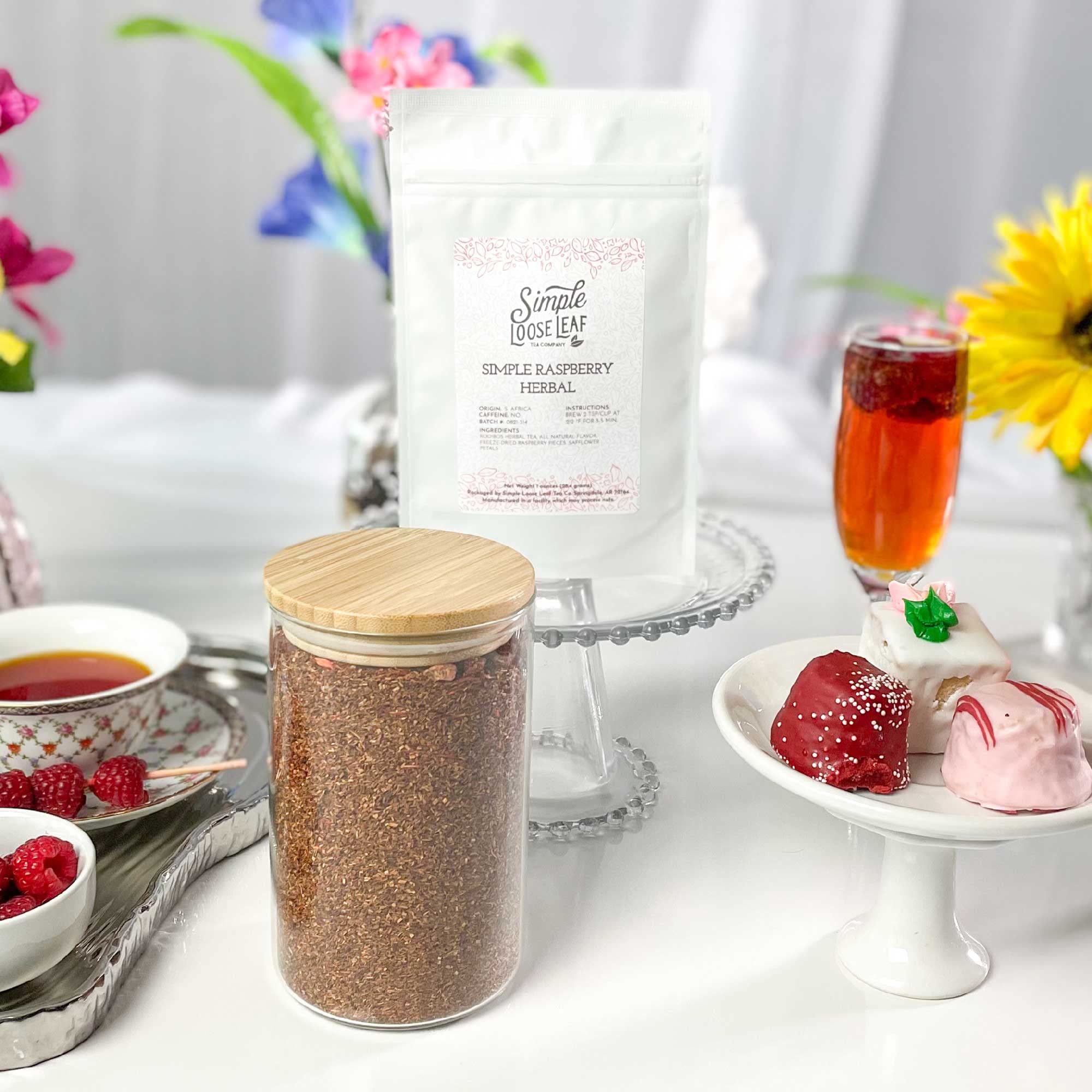Premium Loose Leaf Raspberry Herbal Tea - Caffeine Free, Rich & Sweet Flavor - 4oz Bag - Perfect for Relaxation, Afternoon Tea & Gift Giving