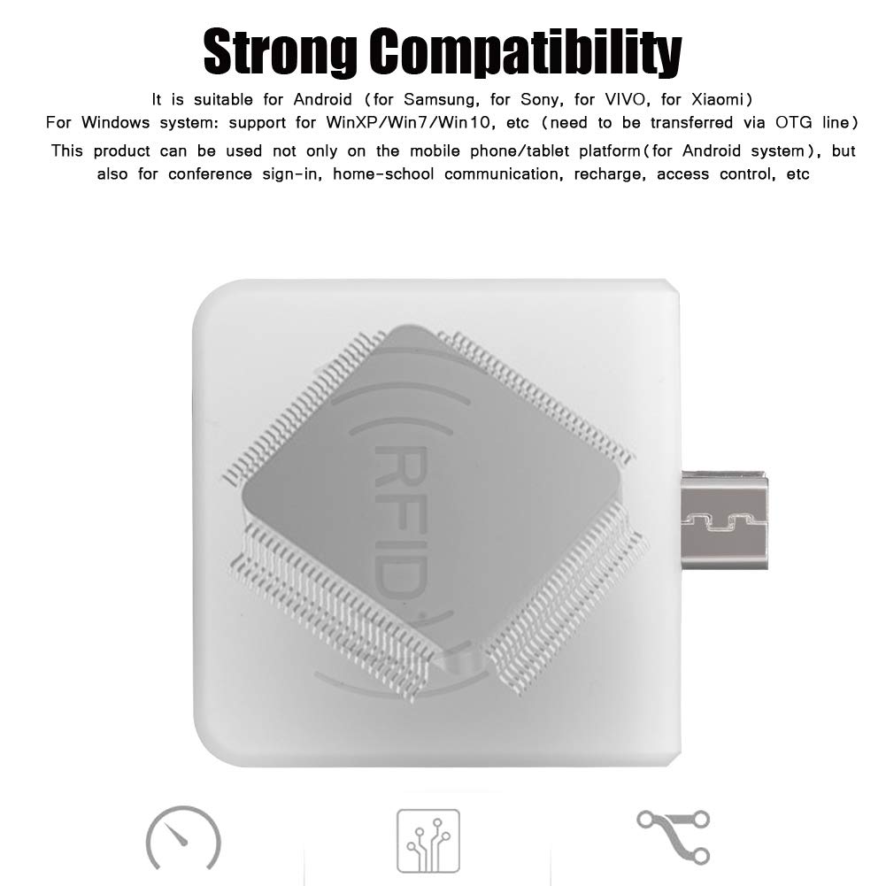Portable Contactless Smart Card Reader - High Frequency RFID ID Reader with USB Interface for PC, Phone & Tablet | 0.2s Fast Reading | IC/ID Dual Version (White) | Ideal for Office Security, Access Control & Payment Systems