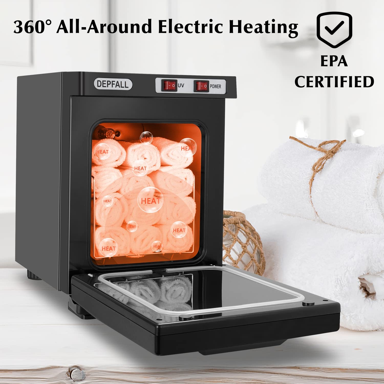 Mini Hot Towel Warmer 5L - Fast Heating 2-in-1 Spa Towel Cabinet for Facial, Bathroom & Salon - Upgrade Aluminum Interior Black - Perfect for Home Spa, Barber Shops & Beauty Treatments