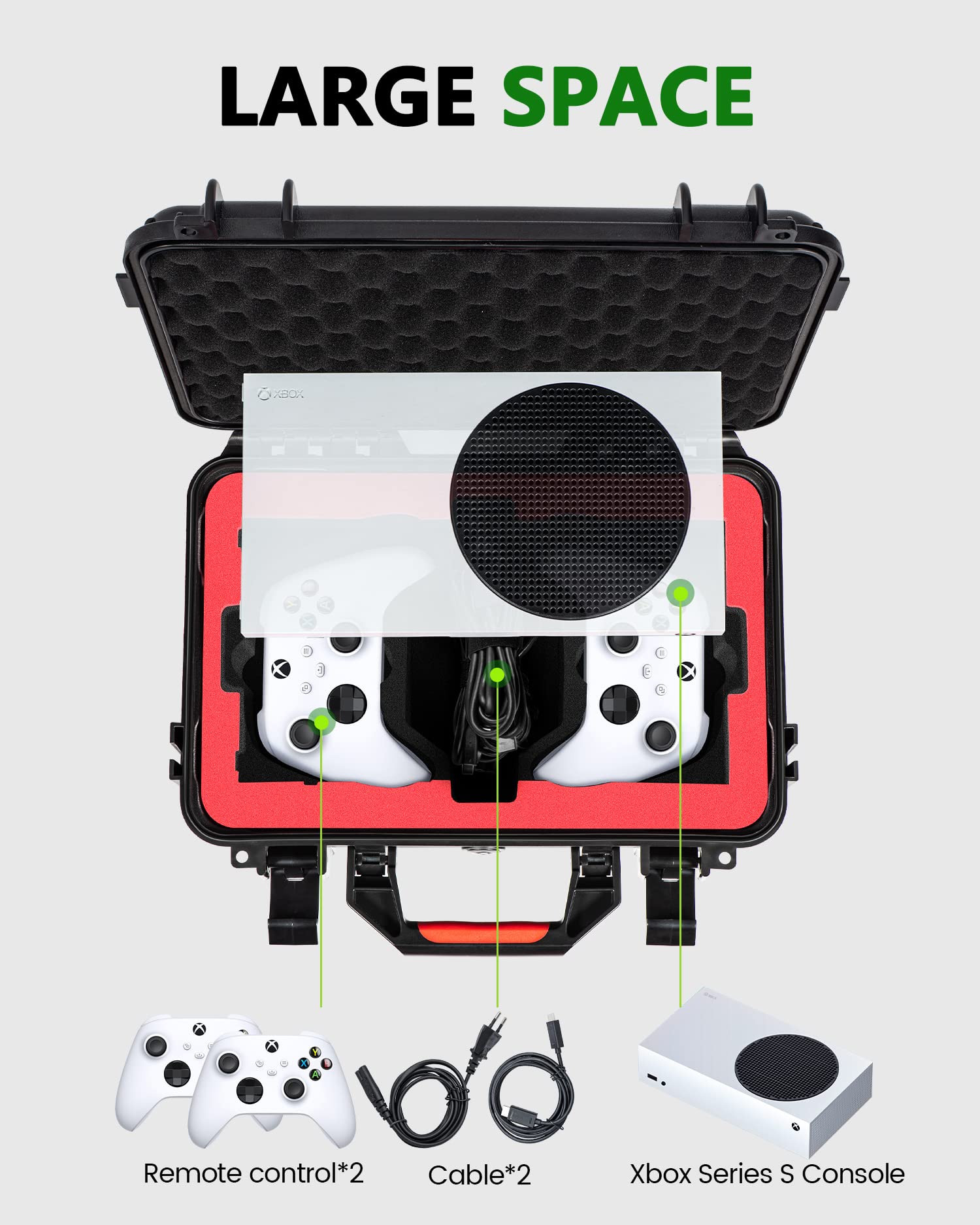 DEVASO Waterproof Hard Carrying Case for Xbox Series S - Shockproof Protective Storage with Soft Lining & Shoulder Strap | Perfect for Travel, Gaming Events & Accessories Organization