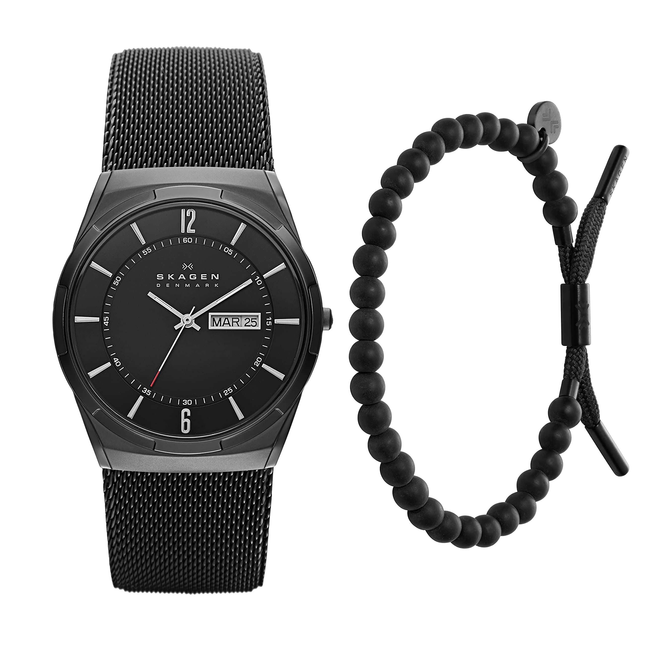Skagen Melbye Men's Minimalist Three-Hand Watch - Slim Stainless Steel Mesh Band - Water Resistant Dress Watch for Business & Formal Occasions