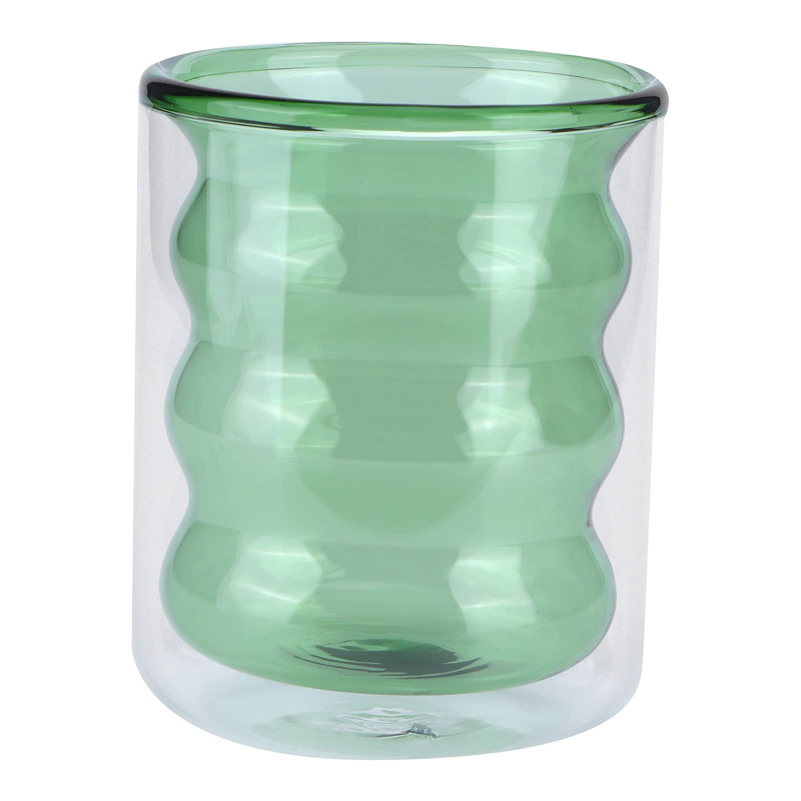 200ml Double Wall Insulated Glass Coffee Mug - Durable & Stylish Whiskey Tumbler with Transparent Design (Green) - Perfect for Hot/Cold Drinks, Office, Home & Gifts