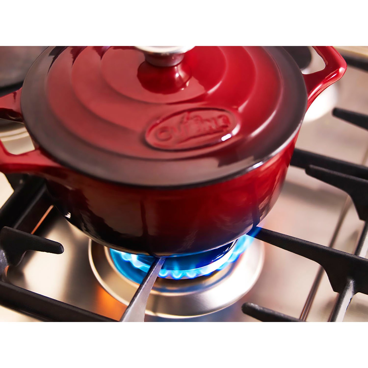 Premium Red Round 3.7 Quart Enameled Cast Iron Casserole Pot - Dutch Oven for Baking, Braising, Roasting & Slow Cooking - Stovetop to Oven Safe - Perfect for Soups, Stews & Family Meals