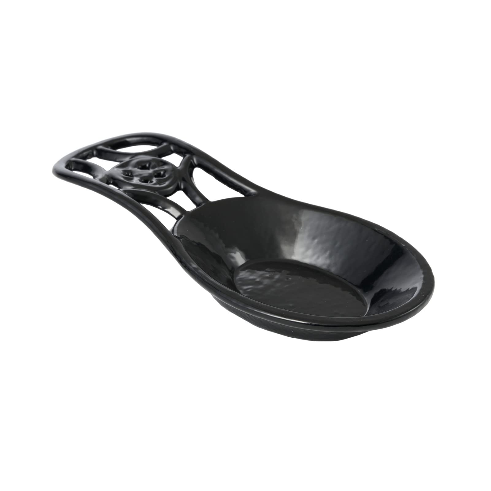 Cast Iron Spoon Rest for Stove Top - Heavy Duty Utensil Holder, Dishwasher Safe Kitchen Accessory, Black - Perfect for Cooking and Serving on Countertops