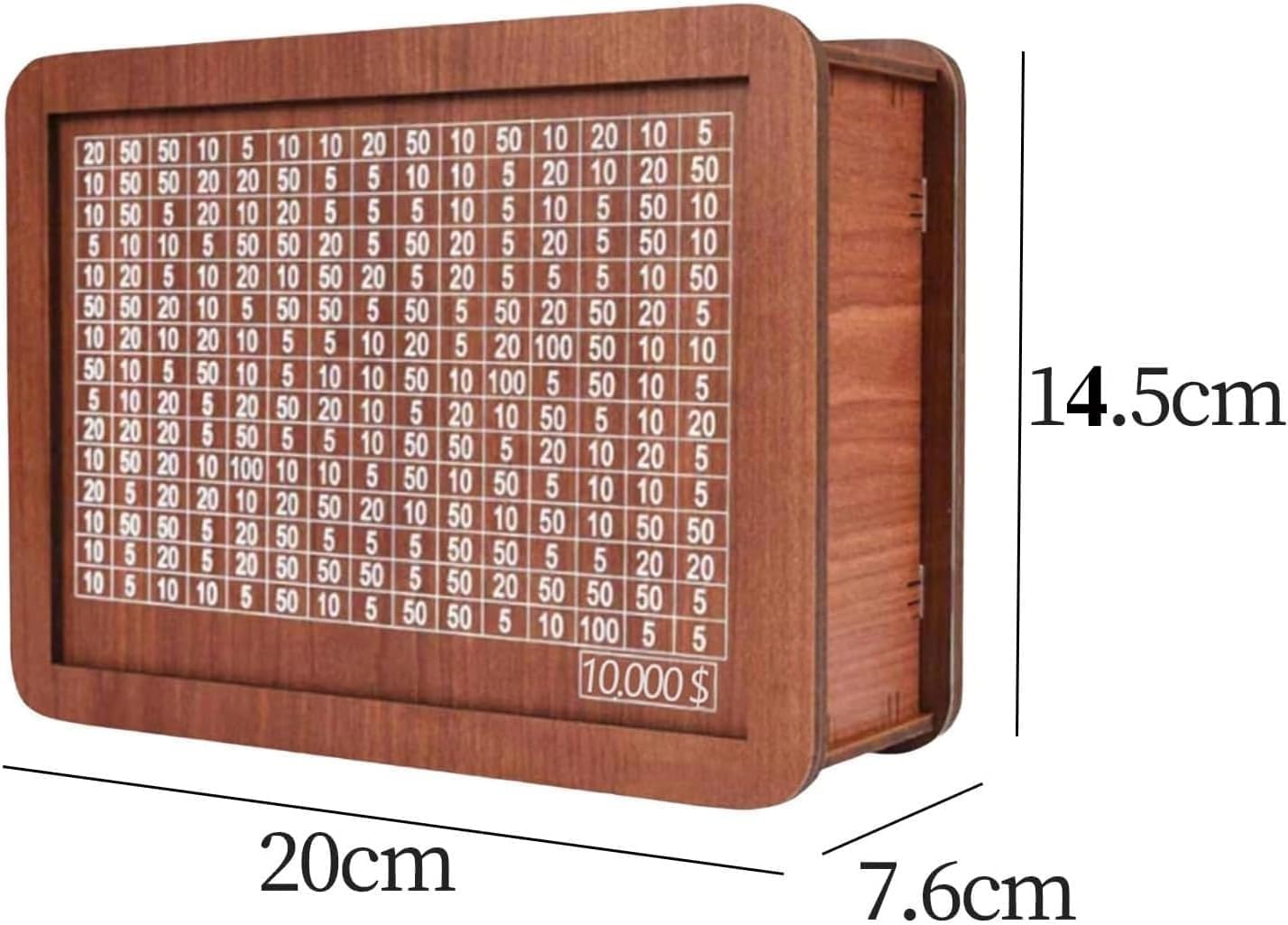 Wooden Cash Vault Savings Box with Money Target & Numbered Slots (10,000) - Perfect for Piggy Bank Alternative, Budgeting Tool, and Financial Goal Tracking