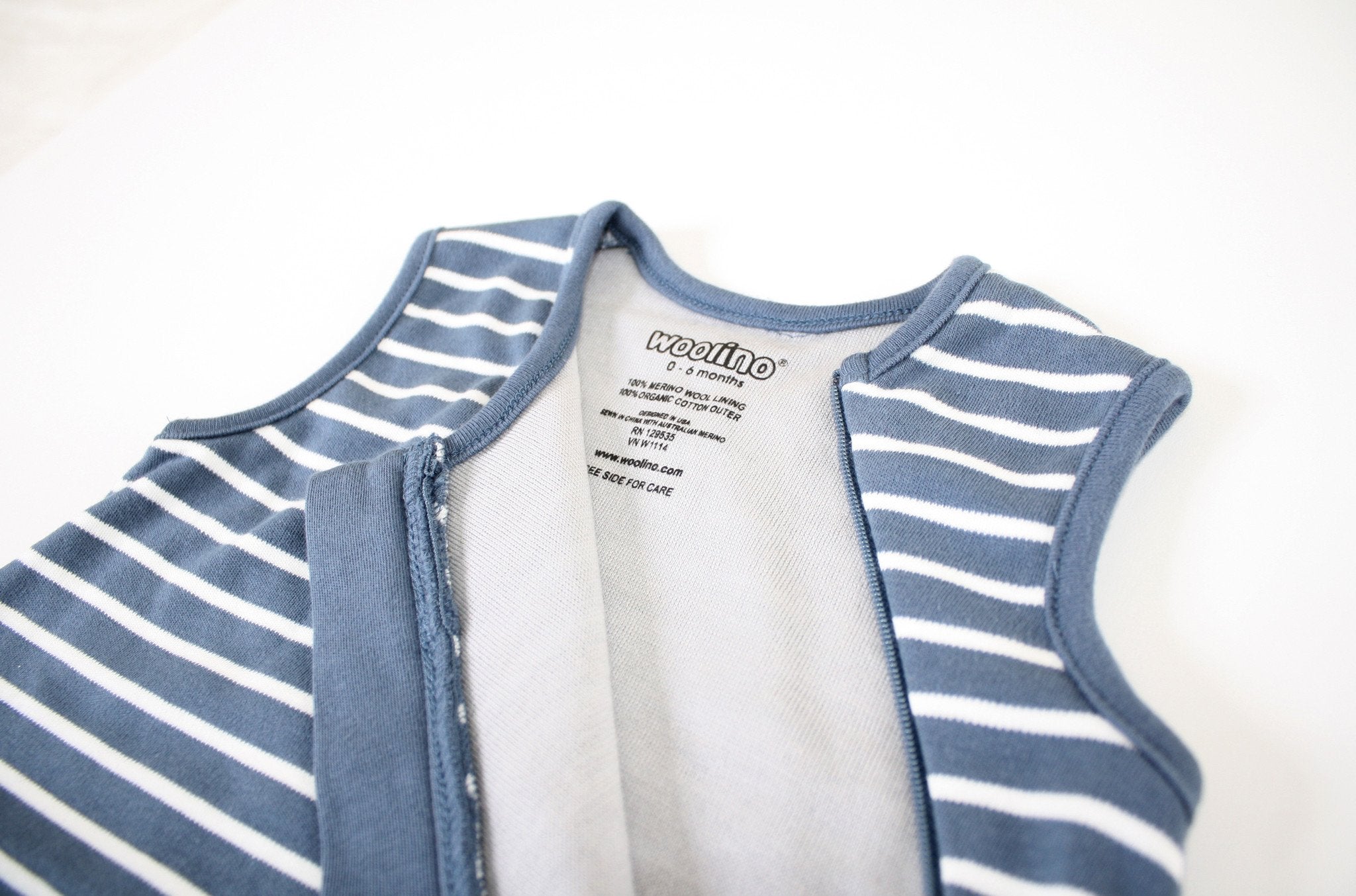 4 Season Baby Sleeping Bag - Soft Merino Wool & Organic Cotton Blend - Navy Blue - Perfect for Nursery, Daycare & Travel