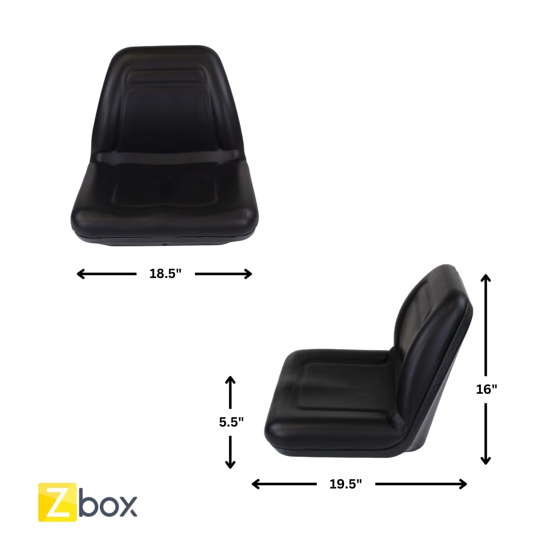 Zbox Tractor Seat #TM555BL - Heavy Duty Mid High Back Black Tractor Seat - Replacement for B1TM555BL, TM555YL, TM555GR, 0278051, 11987, 72-1010 - Perfect for Farm Equipment, Riding Mowers, and Outdoor Machinery
