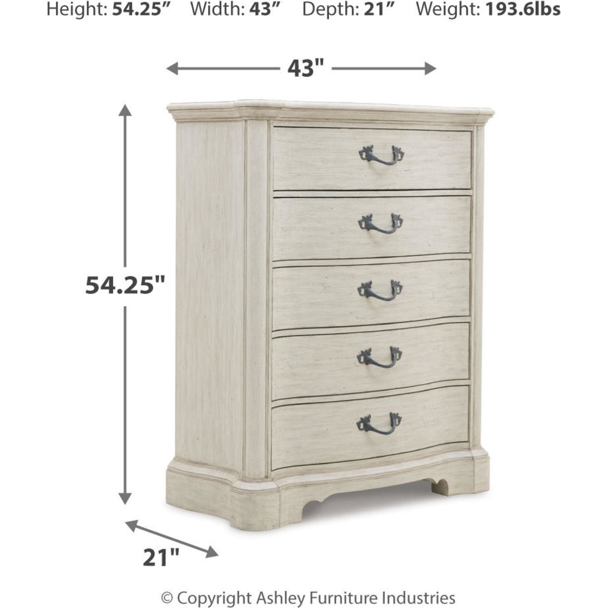 Arlendyne Antique White Chest - Vintage Style Storage Cabinet for Bedroom, Living Room & Office Organization