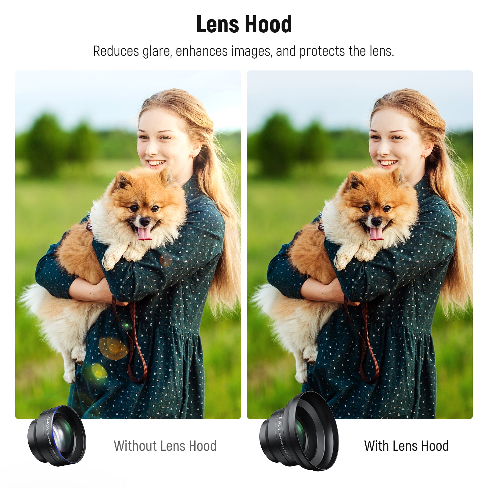 NEEWER LS 66 65mm HD Telephoto Lens for Smartphones - 17mm Thread & Lens Hood Included - Perfect for Travel, Wildlife & Portrait Photography