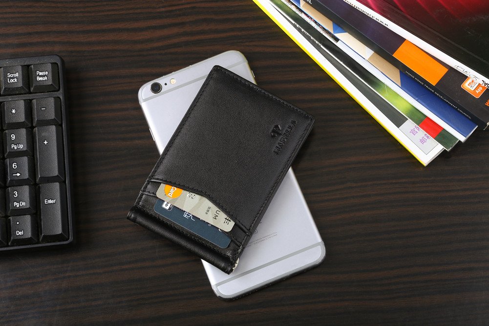 MABELLA RFID Blocking Slim Minimalist Thin Bifold Wallet for Men - Front Pocket Money Clip Wallet with Secure Card Slots | Perfect for Travel, Business & Everyday Use