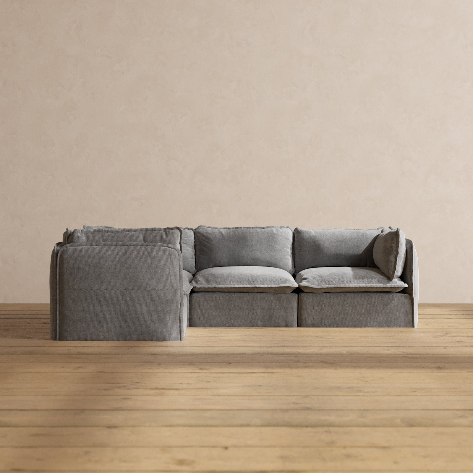 Premium Modular Performance 4-Seater Corner Sectional Sofa in Ash | Luxury Fabric Blend | Perfect for Living Room, Family Room & Home Theater Seating
