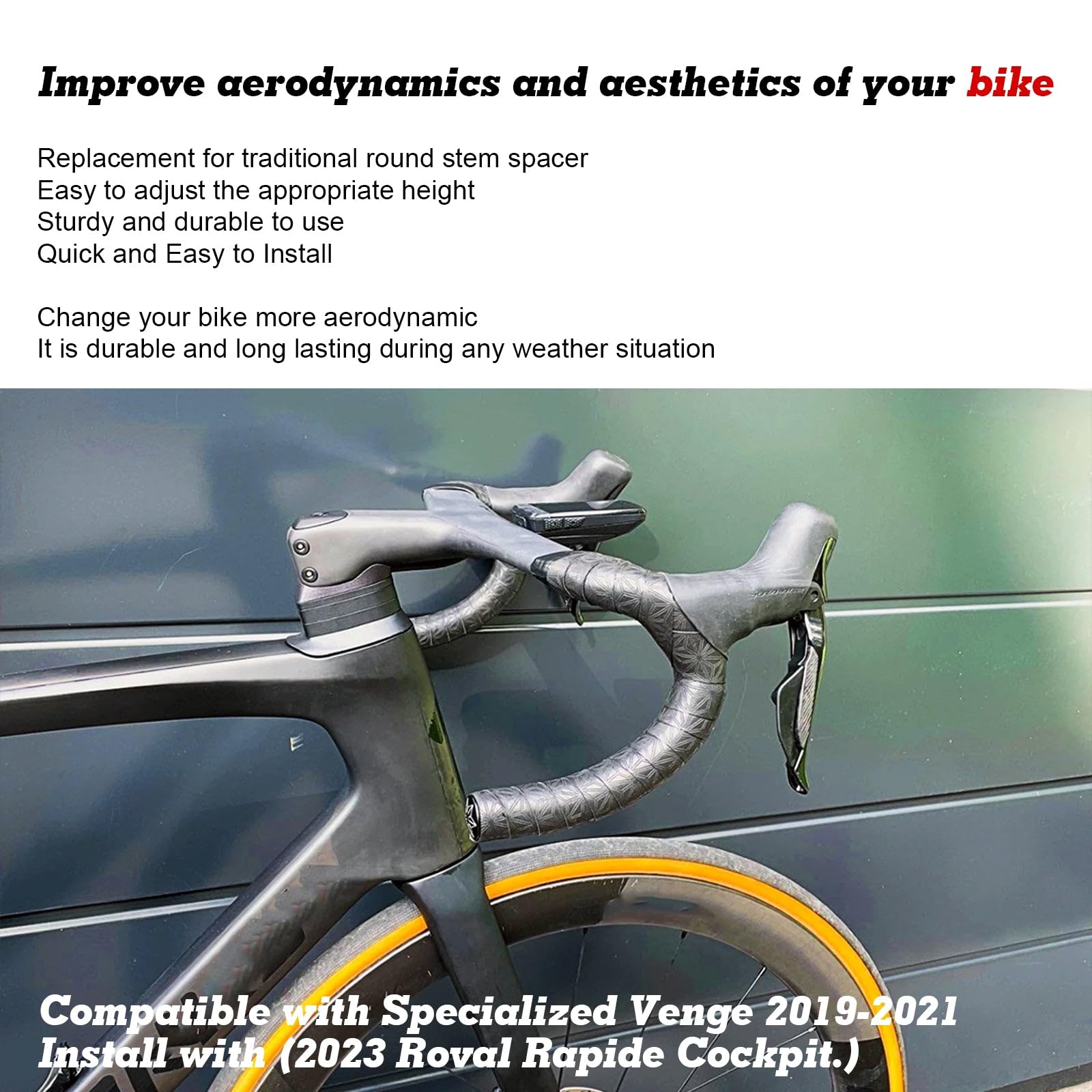 Xotic Tech Bicycle Headset Spacer Adapter - Compatible with Specialized Venge Cockpit & SL8 Handlebar | Roval Rapide Stem Spacer | Road Bike Upgrade for Enhanced Aerodynamics & Comfort | Perfect for Racing & Long-Distance Cycling