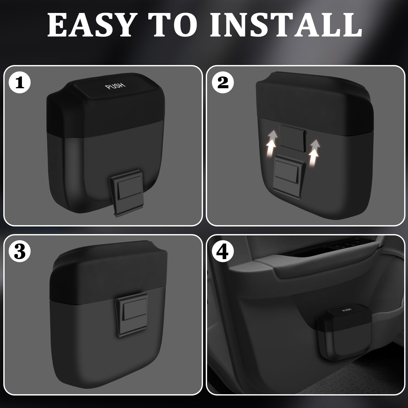 **Leak-Proof Car Trash Can with Lid & 60 Trash Bags – Universal Mini Waste Bin for Vehicles, Office, Home – Organizer & Storage Accessories for Front Seat (Black) – Perfect for Road Trips, Commuting & Travel**