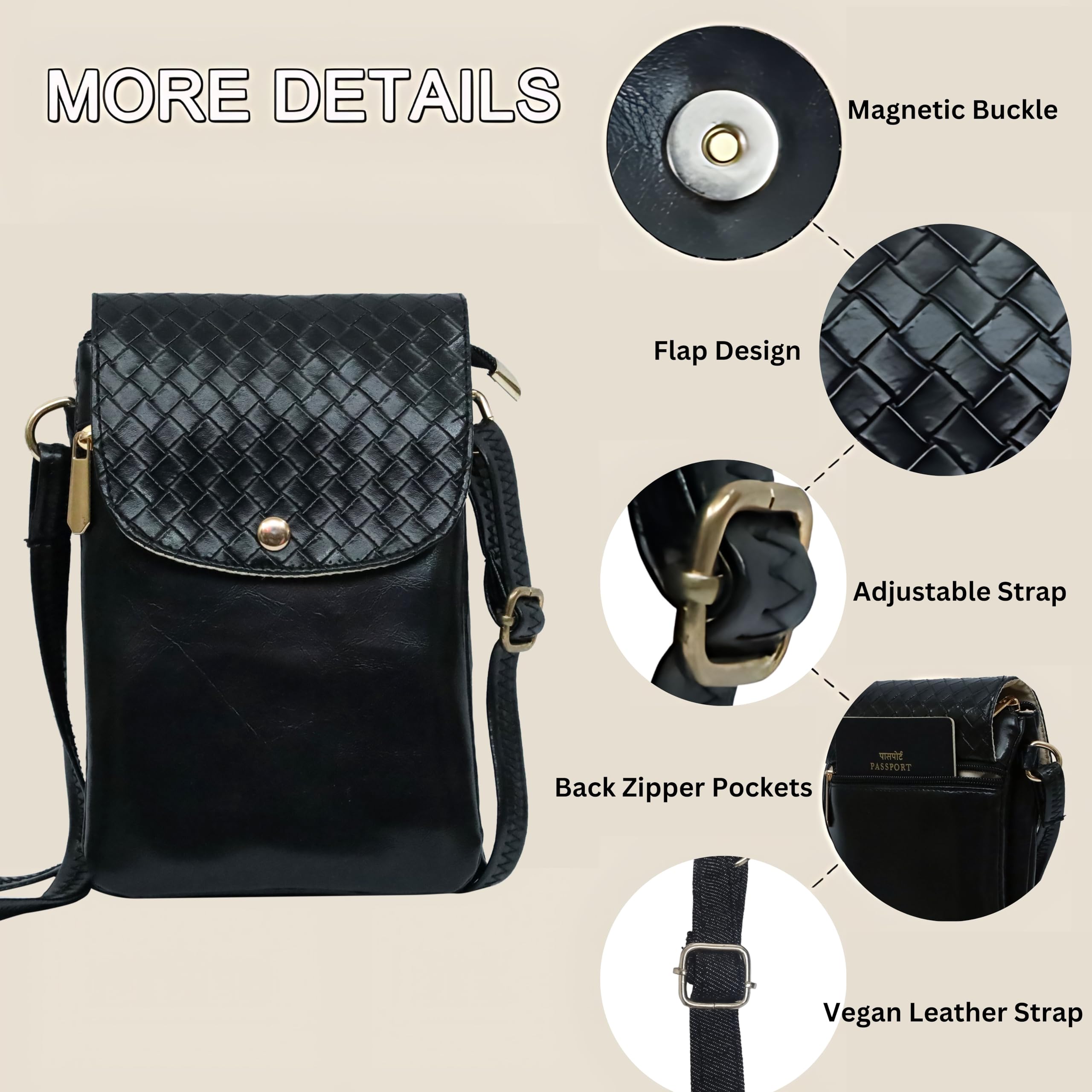 Stylish Vegan Leather Crossbody Sling Bag for Women & Girls | Adjustable Strap Small Purse for Phone & Essentials | Perfect for Travel, Shopping & Everyday Use