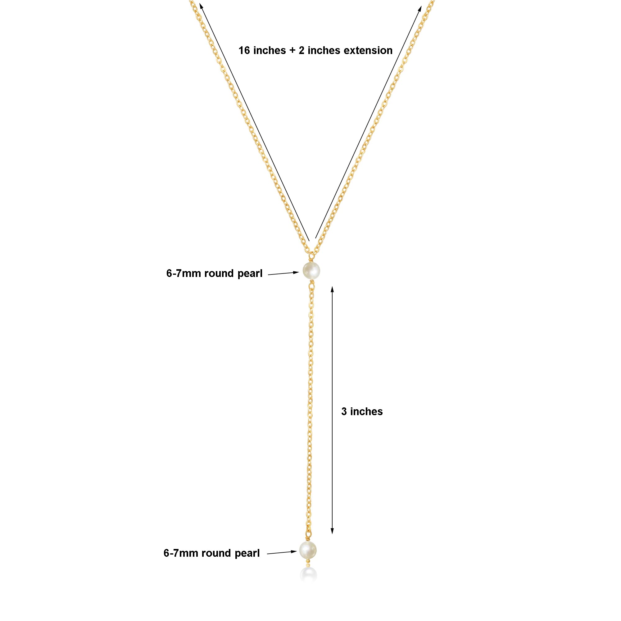 Elegant Gold Y Necklace for Women - Pearl & CZ Pendant - 18K Plated - Perfect for Parties & Gifting
