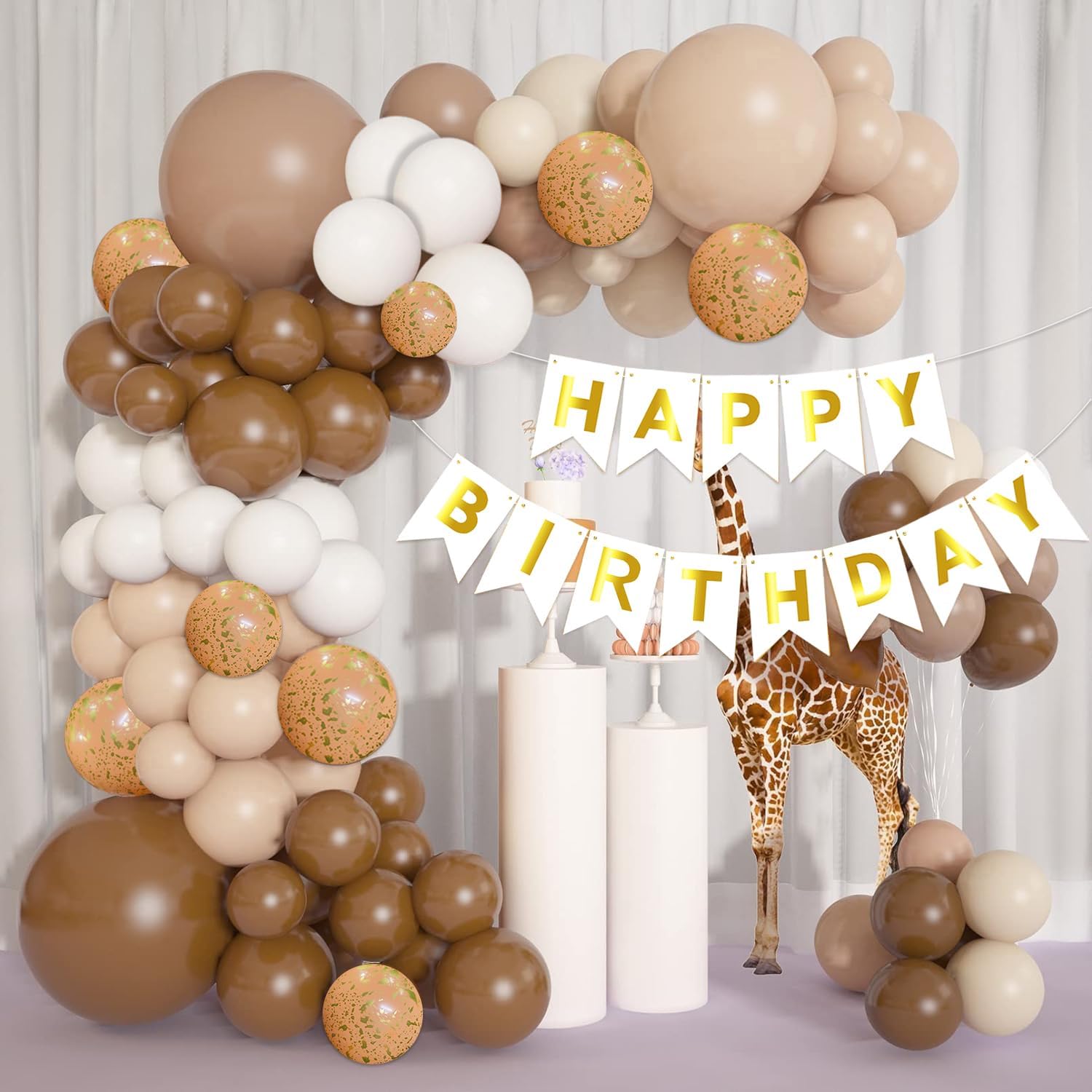 Rozi Birthday Decoration Kit - 50pcs Brown Theme Party Decor with Balloons & Garland for Kids, Boys, Girls & Adults | Perfect for Birthday Parties, Baby Showers & Family Celebrations